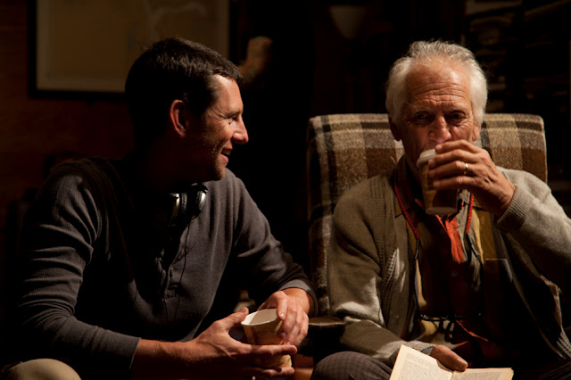 Actor and producer Chad Willett talking to actor Scott Hylands for their film Becoming Redwood. Photo courtesy of Chad Willett  