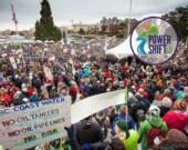 Demonstrators from PowerShift BC gather in Victoria. | Photo courtesy of PowerShift Canada  