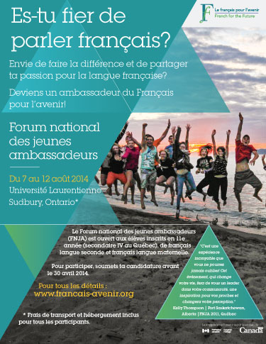 Affiche pour la Forum nationale des jeunes ambassadeurs|Photo de la Français pour l'avenir  