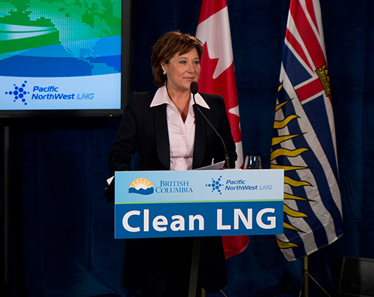 Premier Christy Clark at a press conference announcing another LNG agreement. | Photo courtesy of Jamie Russell   