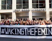 The first Waking the Feminists meeting outside The Abbey, Ireland’s national theatre, in Nov. 2015 to protest The Abbey’s male dominated 2016 programme. | Photo courtesy of Emer O’Toole   