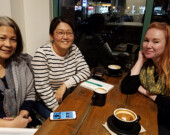 Left to right: Liza Wajong, president of Canada Indonesia Diaspora Society. Kilim Park, Oral History Project researcher. Kristi Jut, Oral History Project project manager. | Photo by Betty Shea  