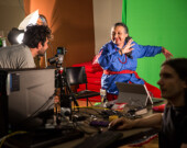 Mandeep Wirk, Gregory Lasserre and their videographer.| Photo by Brian Giebelhaus.  