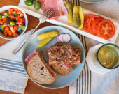 Montreal-style smoked meat sandwiches on rye. | Photo by Thanushi Eagalle