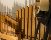 A wooden pipe organ with rotary speakers designed to power household organs.| Photo courtesy of George Rahi.  