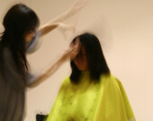 A past hair cutting performance by Yoriko Gillard.| Photo by Samson Tam  