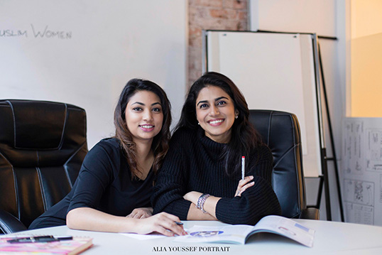 Aisha Amijee and Fatima Ahmed, co-founders of Voices of Muslim Women, in their office.   