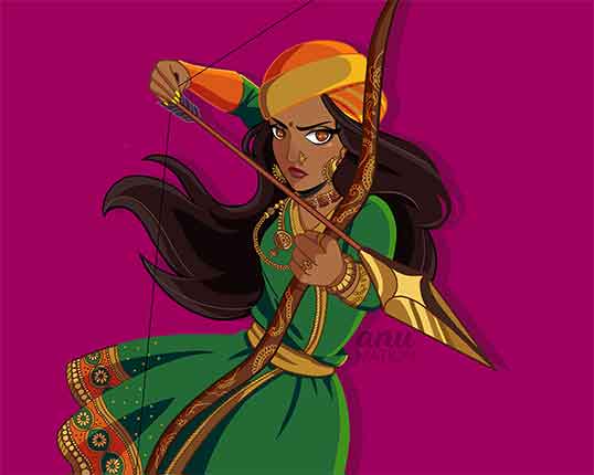 Bow and arrow, painting by Anu Chouhan. | Photo courtesy of Anu Chouhan  