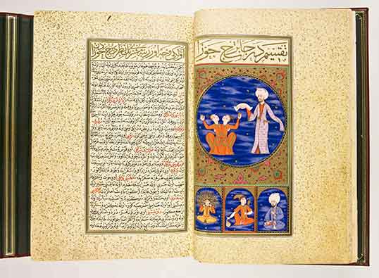 Gemini, by Nakkaş Osman, from the Ottoman Matali’ al-sa’ada (Book of Felicity, 1582) showing influence of planets on personalities. | Photo courtesy Laura Marks   