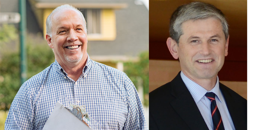 John Horgan. | Photo de BCNDP.
Andrew Wilkinson. | Photo d’University of the Fraser Valley.  