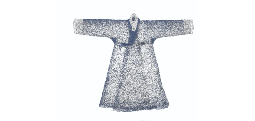Key-Sook Geum, Blue JangOt , 2015. | Photo: Alina Ilyasova, courtesy of the Museum of Anthropology at UBC.  