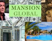 Image: RCA. Sylvester Stallone, Gage Skidmore. Mansion Global, PNG CC. Antique Bust, Michele Truex. Money, Trader_john.  Interior, Fred Romero. Mansion Pool, Wicker Paradise.  