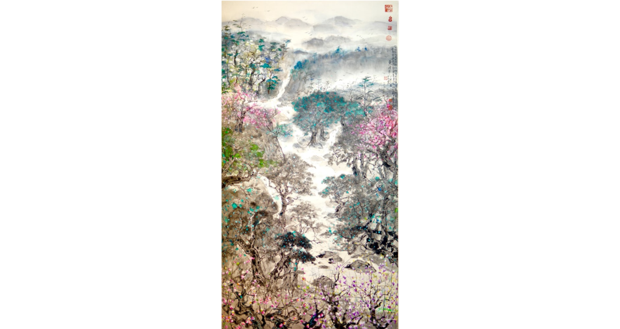 Spring Splendour, 178 x 96 cm, acrylic on rice paper. | Photo de l’International Arts Gallery  