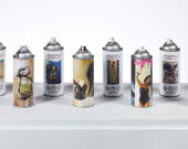 EGR Art on Vintage Spray Cans by EGR, 2007, acrylic paint, metal. | Photo courtesy of Brandon Clarida Images Services  