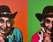 À la manière d’Andy Warhol, l’artiste peintre Lil’waat Levi Nelson a représenté le chef Dan Georges. | Crédit : Suzanne Leenhardt  
