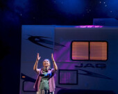 Susinn McFarlen in Burning Mom, 2025. | Photo by Moonrider Productions for the Arts Club Theatre Company.  