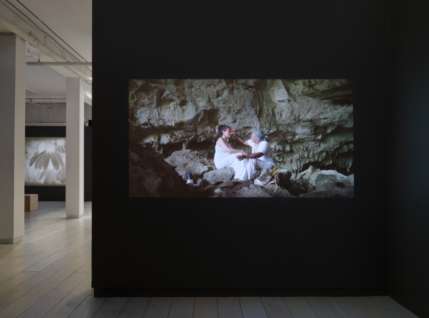 Installation view of Indígena (film production still), 2026, by Siku Allooloo. | Credit: Rachel Topham Photography  