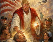 « Pour couronner le tout, possédant le don de mettre les pieds dans le plat, Don, sur son site personnel qu’il affectionne, s’est permis, à l’aide d’une image tronquée, de se faire passer pour Jésus Christ. » | Photo par Donald Trump, Truth Social  