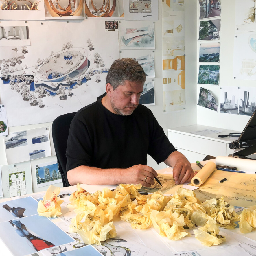 Venelin Kokalov sketching | Photo courtesy of Revery Architecture.   